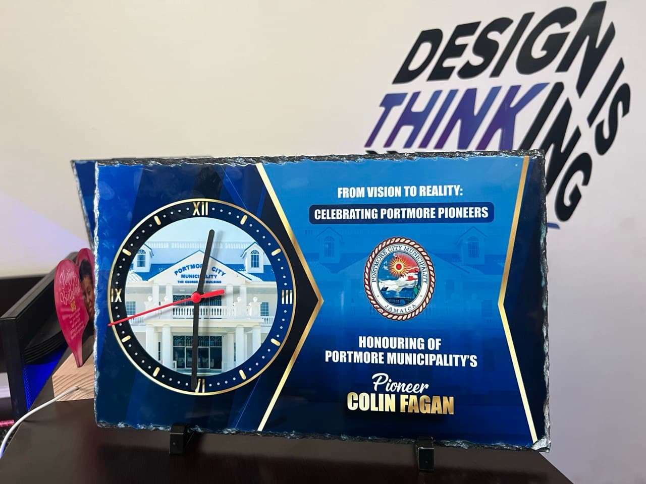 Corporate Recognition Rock Slate Clock